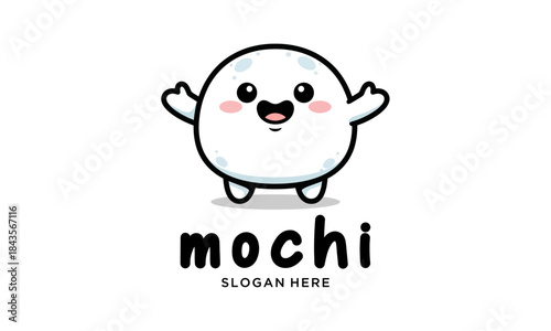 Cute Kawaii Mochi Character with Happy Expression.