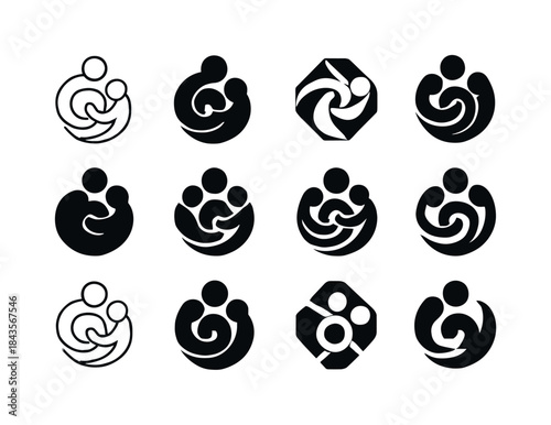 Group Hug Logos. Group Hug. Icon set. Set Logo of Group Hug: abs