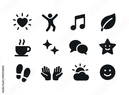 Joyful Lifestyle Icons. Joyful lifestyle. Solid icon set of Joyf