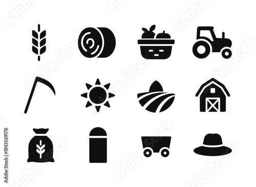 Harvest Icon Set. Harvest Season. Solid icon set of Harvest Seas