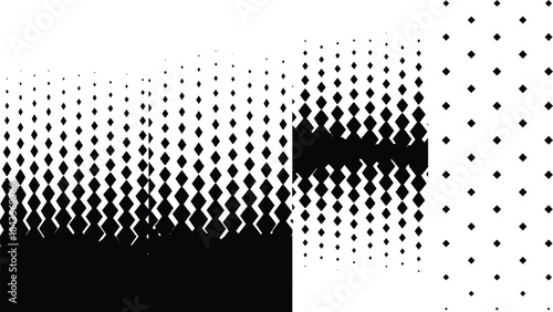 Abstract diamond distortion set, geometric grid pattern, visual perception texture, optical illusion design, minimalist black shape layout