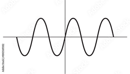 Simple sine wave graphic illustration with clean lines on transparent background silhouette