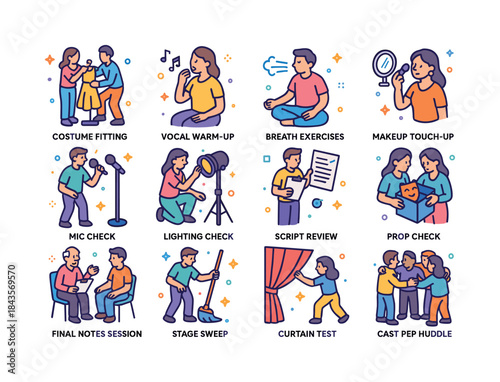 Performance Prep Icons. Performance prep. Colorful isometric vec