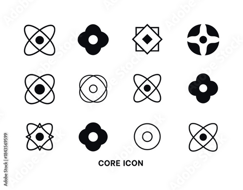 Core Logo Variations. Core. Icon set. Set Logo of Core: geometri