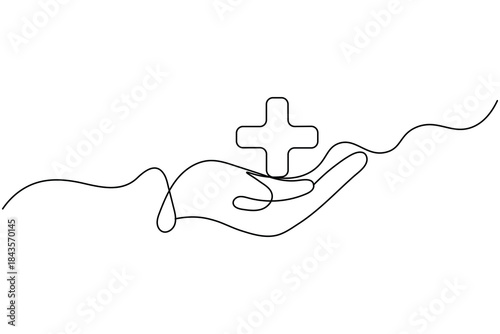 Medical speech bubble square shape continuous one line drawing minimalist outline vector
