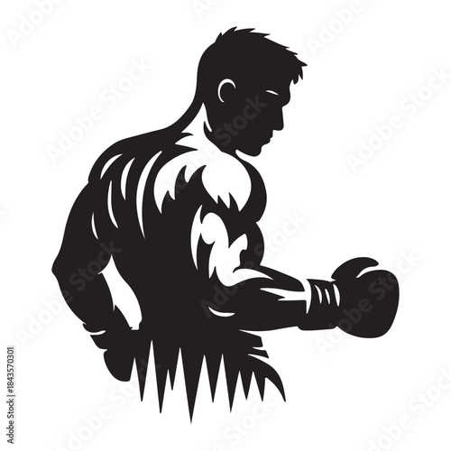 Muscular Boxer Silhouette Vector Illustration