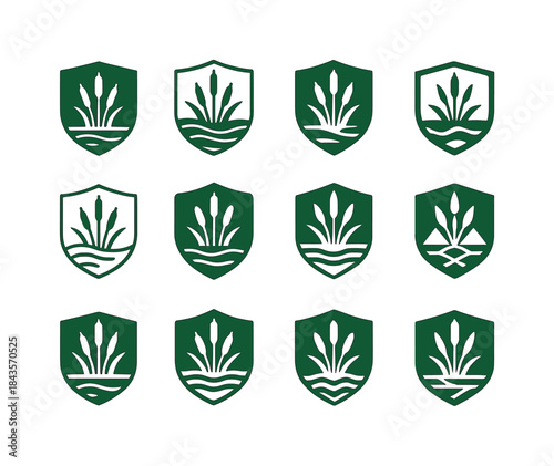 Wetland Protection Icons. preserving wetlands. Icon set. Set Log