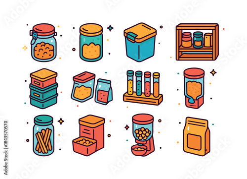 Colorful Storage Icons. Dry storage. Colorful isometric vector i
