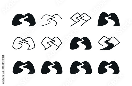 Snowy Path Icon Set. Snowy Path. Icon set. Set Logo of Snowy Pat