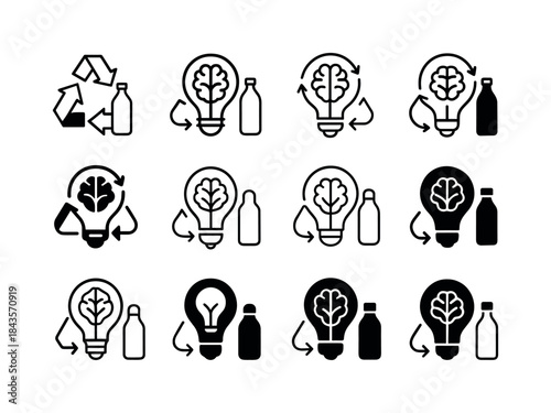 Sustainable Design Logo Set. The role of design thinking in redu