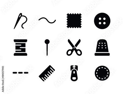 Minimal Sewing Icons. Minimal sewing icons. Solid icon set of mi
