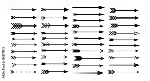 Collection of diverse arrows with various designs and patterns