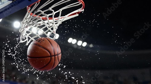 Wallpaper Mural Dramatic Moment of Basketball Hitting Rim with Water Splash in Indoor Sports Arena During Game Night Torontodigital.ca
