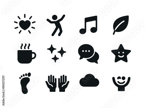 Joyful Lifestyle Icons. Joyful lifestyle. Solid icon set of Joyf