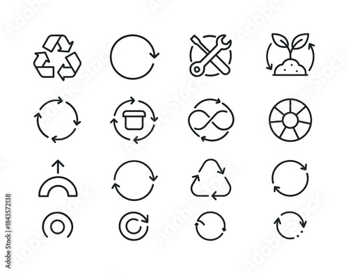 Circular Design Icons. Circular Design. Line icon set of circula