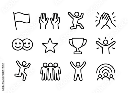 Celebration Icon Set. Celebration details. Line icon set of cele