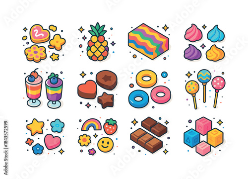 Artful Treats Icons. Artful treats. Colorful isometric vector ic