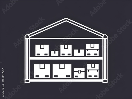 warehouse icon solid style, warehouse storage building icon, logistics supply warehouse symbol, industrial depot warehouse illustration, shipping storage center icon, inventory logistics warehouse ico