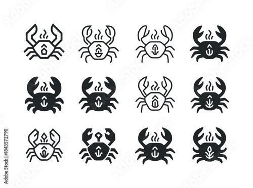 Deep Sea Logo Variations. Aquatic creatures in extreme environme