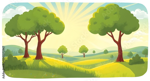 summer landscape nature background, fresh meadow green grass sky, sunny countryside summer illustration, blue sky green field scenery, tranquil summer nature landscape, open rural summer meadow, clean