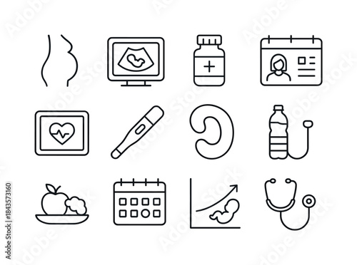Prenatal Care Icons. Prenatal Care. Line icon set of Prenatal Ca