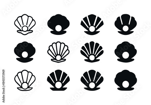 Seashell Logo Variations. seashells. Icon set. Set Logo of seash