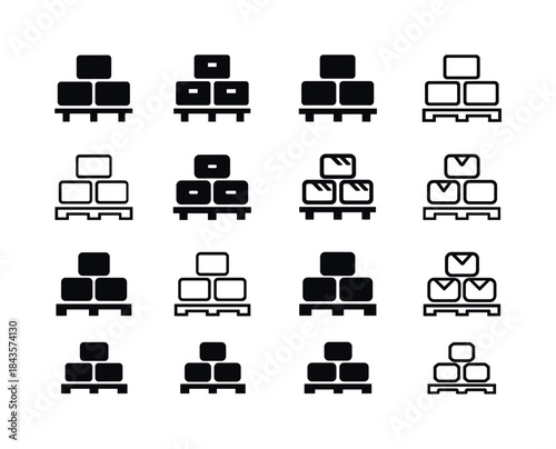 Large-Scale Production Icons. large-scale production. Icon set.