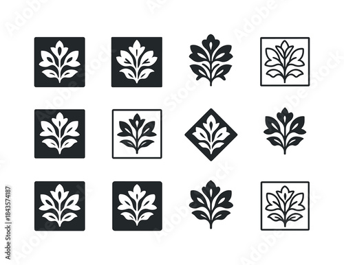 Decorative Wall Motifs. Decorative Wall Panel. Icon set. Set Log
