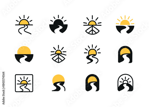Sunlit Path Icons. Sunlit Paths. Icon set. Set Logo of sunlit pa