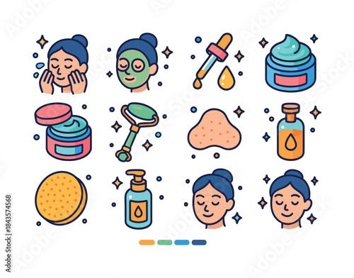 Facial Care Icons. Facial Care. Colorful isometric vector icons