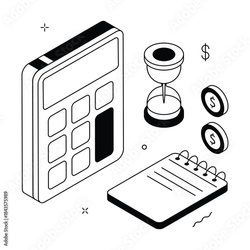 A premium isometric illustration of financial planning, budget management