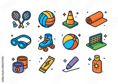 Colorful Recreation Icons. Recreation. Colorful isometric vector