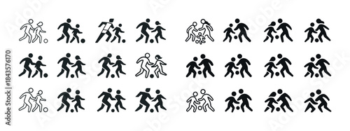 Various stickman soccer icons depicting dynamic playful poses