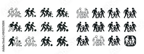 Collection of family icon variations in different styles and siz