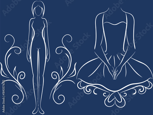 Female Anatomy Sketch Lotus Position Wellness Diagram Illustration