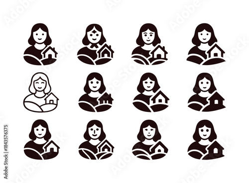 Rural Women Entrepreneur Icons. Women entrepreneurs in rural are