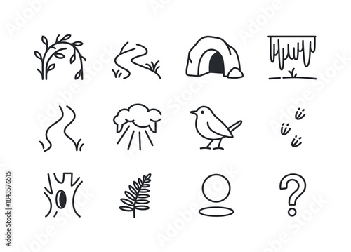 Secret Glade Icons. Hidden glade. Line icon set of hidden glade: