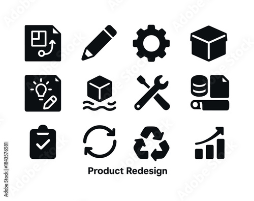 Product Redesign Icons. Product Redesign. Solid icon set of Prod