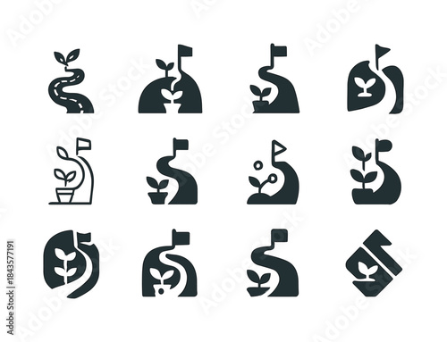 Small Business Icon Set. Small business growth and challenges. I