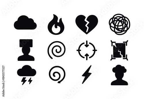 Inner Turmoil Icons. Inner Turmoil. Solid icon set of Inner Turm