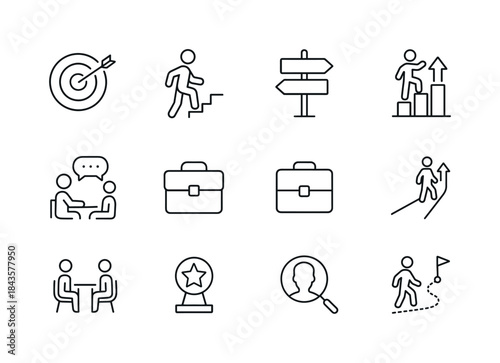 Career Icon Set. Career Development. Line icon set of Career Dev