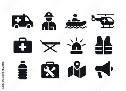 Emergency Response Icons. Emergency Response. Solid icon set of