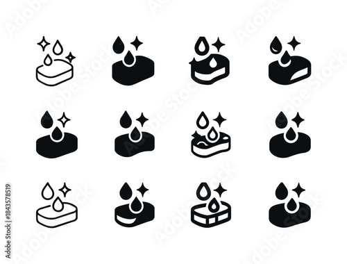 Cleaning Icons Collection. Home cleaning scene. Icon set. Set Lo