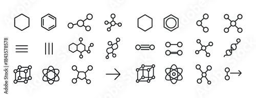 Collection of molecular and atomic structure symbols