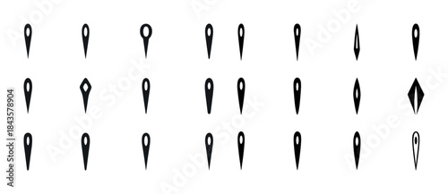 Collection of various black map marker icons in grid layout