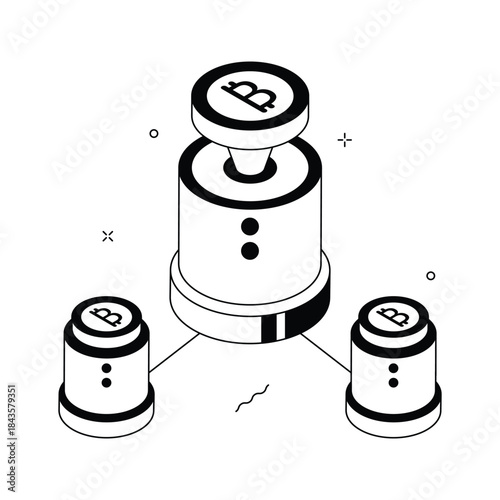 A trendy isometric illustration of cryptocurrency investment, editable vector