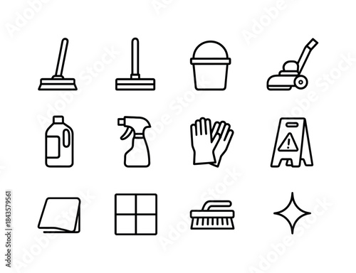 Floor Maintenance Icons. Floor Maintenance. Line icon set of Flo