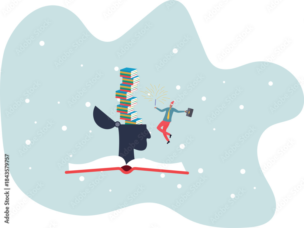 Obraz premium Reading books to gain knowledge, intelligence and thinking skill, lifelong learning, research and study for personal growth .about a man and his life.