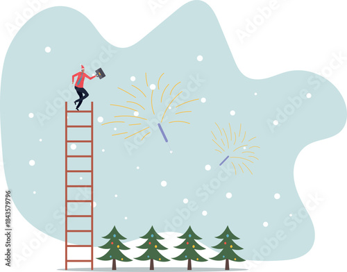 Ladder of success, vision to lead business to achieve goal or opportunity in career .about a man and his life.