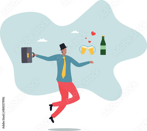 Beer advertisement. The character points to glasses of the popular drink.